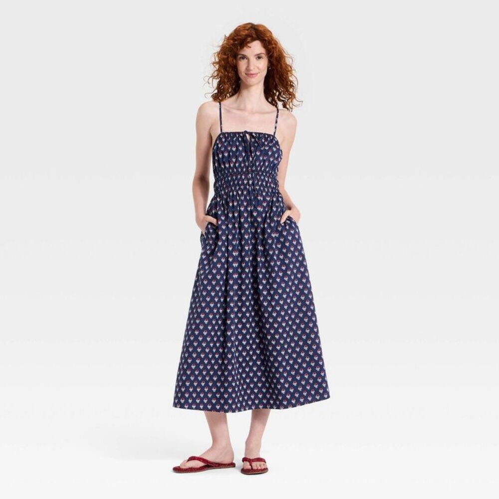 Women's Maxi Pullover Sundress - Universal Thread Navy Blue Floral XS